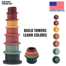 Toy Stacking Cups. Waterproof Silicone. Soft Toys for Toddlers Early Education