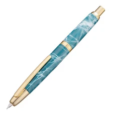 Jinhao 10 Press Retractable Fountain Pen EF/F Nib Marble Blue with Golden Clip