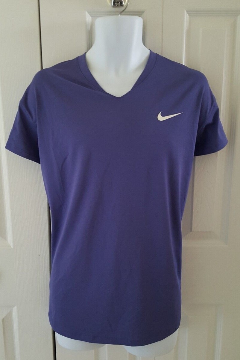 NIKE Men's Court Breathe Slam Crew Tennis Top Purple Dust White CV2814-510