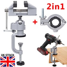 2 in 1 Table Vise Bench Vice Aluminum Alloy Swivel 360 Degree Rotating Clamp On