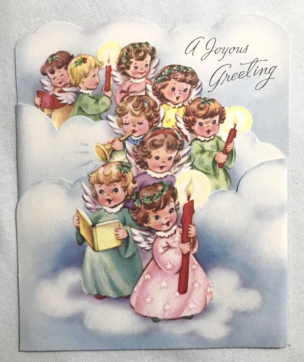 ✴︎希少 50s USA デッドストック クリスマスカードセット ヴィンテージ Vintage Christmas Greeting Card Unused with Envelope Angels