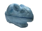 Vintage Blue Milk Glass Bunny Rabbit Covered Dish Trinket Easter Decor