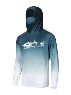   Herren UV Angeln Hoodie Shirt mit Gesichtsmaske Langarm Sonnenschutz UK 