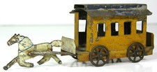 1870s AMERICAN TIN HORSE DRAWN TROLLEY / STREET CAR FLOOR TOY By FALLOWS 6.5