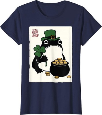 Funny Grumpy Frog Japanese 2026 St. Patrick Day  Ladies' Crewneck T-Shirt