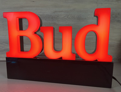 Vintage Bud Beer Light Up Sign Works 1992 Bar neon BUDWEISER bright red electric