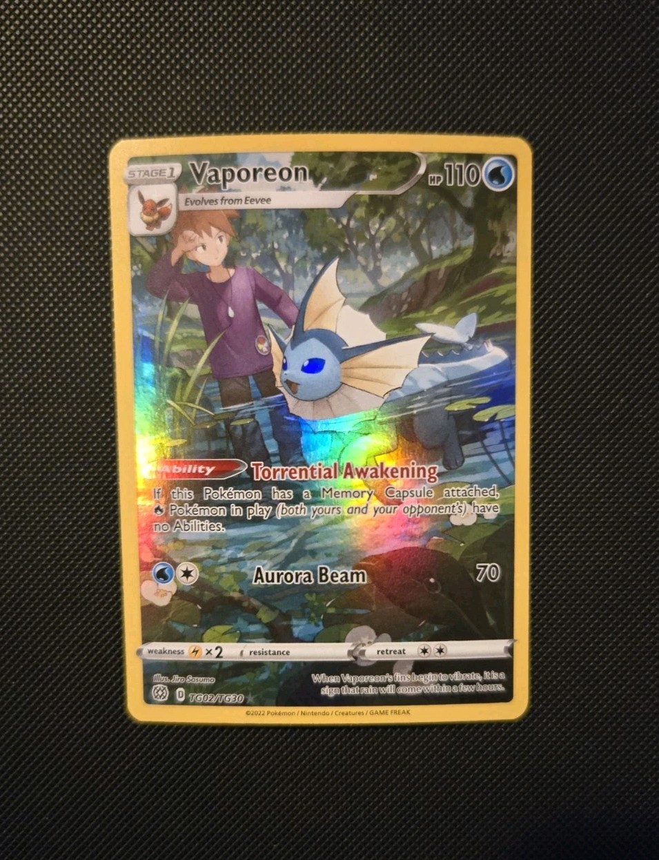 2022 Pokemon Vaporeon TG02/TG30 SWSH09: Brilliant Stars Trainer Gallery Holo -NM