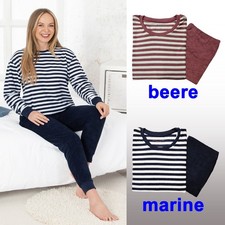 Frottee Schlafanzug Pyjama lang Frieda Baumwolle Set __36/38 40/42 44/46 48/50__