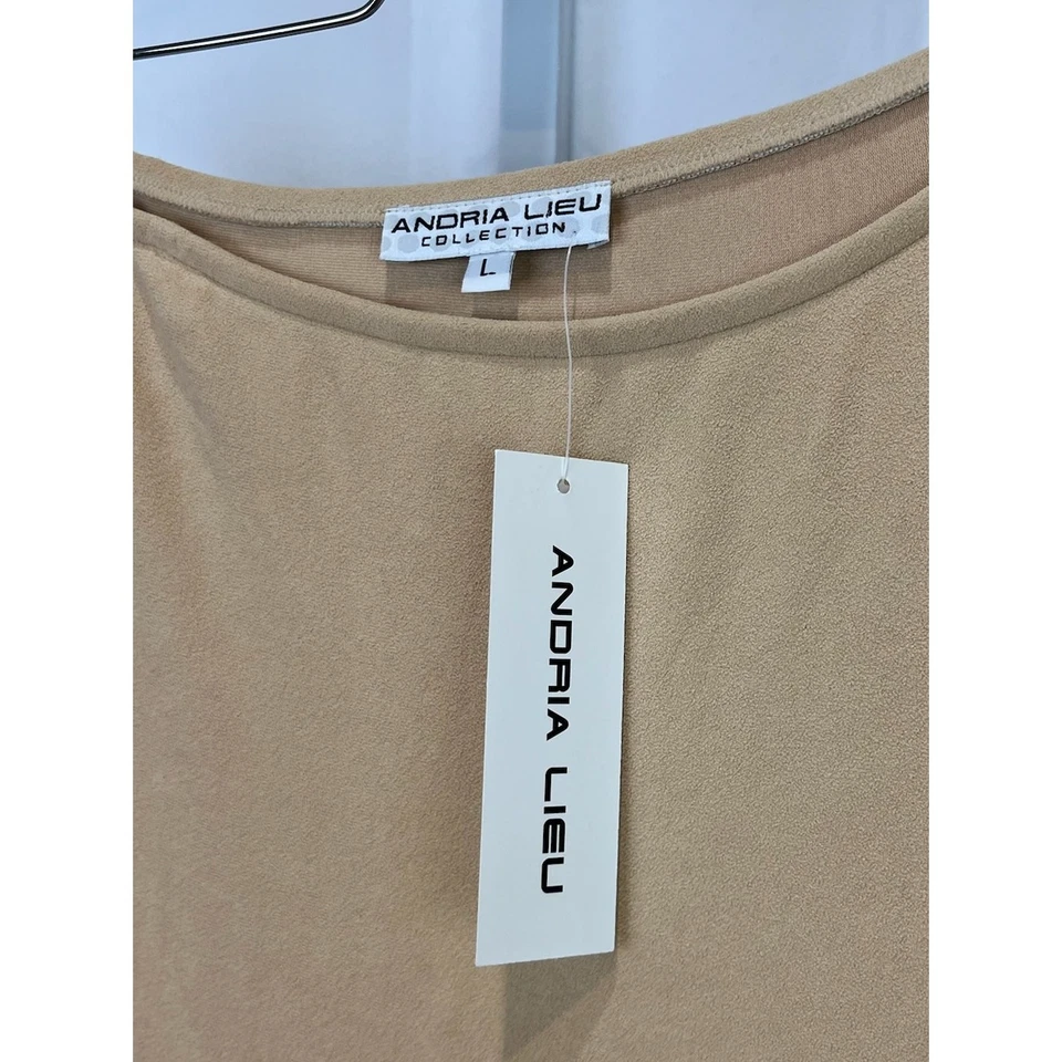 NUEVO CON ETIQUETAS ANDRIA LIEU 36" Falda Envolvente Fija Imitación Gamuza Tostada Talla L Foto 2 de 4