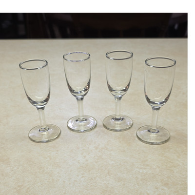 Set of Four Vintage Miniature Glass Cordial Glasses