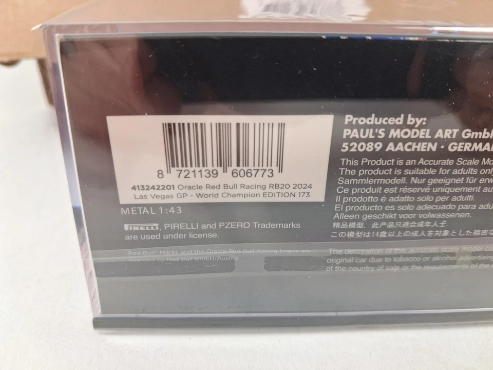 Minichamps Red Bull RB20 #1 Verstappen WC 2024 Las Vegas ED. 173 1/43 413242201 - Immagine 3 di 3