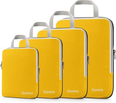 Gonex Compression Packing Cubes, 3pcs/4pcs 4PCS (XL+L+M+S), 4 PCS Apricot 