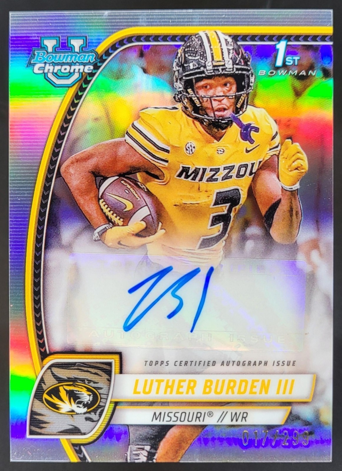2024 Bowman Chrome University Luther Burden III Prospect Auto Refractor /299 MA3
