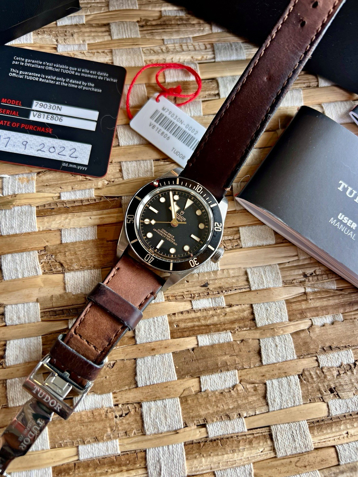 TUDOR Black Bay Fifty-Eight 79030N 39mm Black Dial Brown Leather Auto 200m B&P