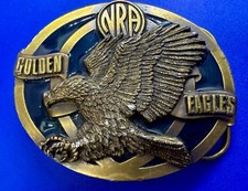 Vintage NRA Golden Eagles National Rifle Association Brass Tone Belt Buckle