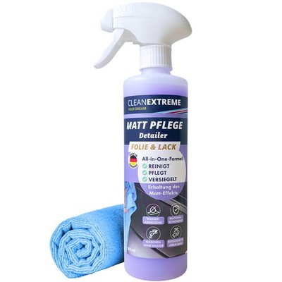 CLEANEXTREME Mattlack & Mattfolie Pflege mit Versiegelung 500 ml + Poliertuch