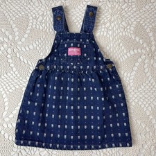 Vintage 1980s Oshkosh B'Gosh Girls 4t Daisy Dots Bow Back Skirtall Overall Dress