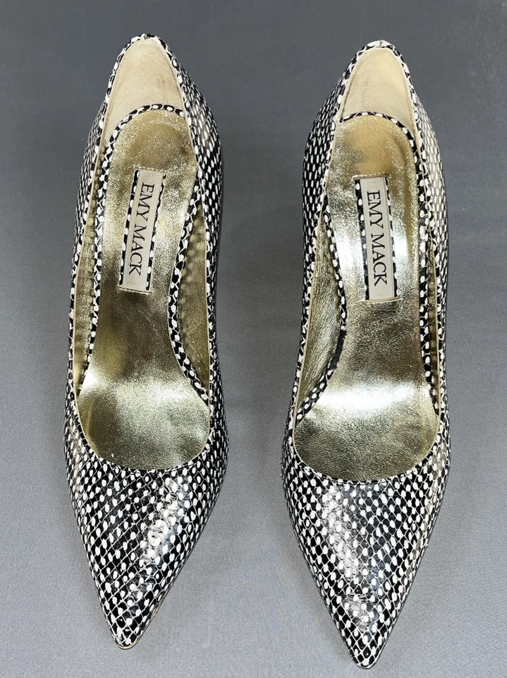 Emy Mack Vero Cuoio Italy Leather Reptile/ Snakeskin Pointed-Toe High Heels 6B - Image 2 of 4