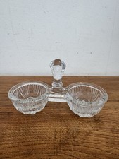 JOLIE ANCIENNE SALIERE POIVRIÈRE DOUBLE EN VERRE TABLE VITRINE