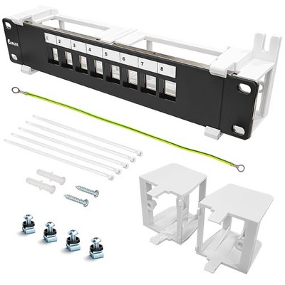 8 Port Blank Keystone Patch Panel Wall Mount 10 Inch With 89D Bracket Ethernet
