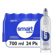 Smartwater Smart Water Sports Cap, 700Ml, 24 Pack, 23.7 Fl Ounce (Pack of 24)