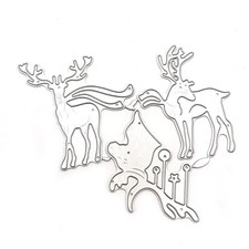 Three Christmas Elk Metal Cutting Dies Stencil DIY Scrapbook Album Paper Card