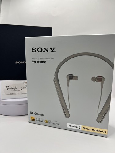 Sony WI-1000X Premium Neckband Noise Cancelling Bluetooth Headphones Gold - Picture 3 of 13