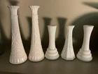 LOT OF FIVE (5) VINTAGE MILK GLASS BUD VASES