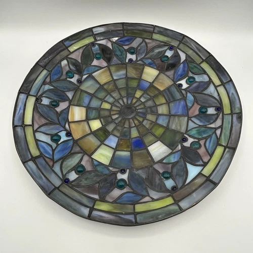 VTG Quoizel Tiffany Style Stained Glass 13”Light Shade Only Arts & Crafts Flower