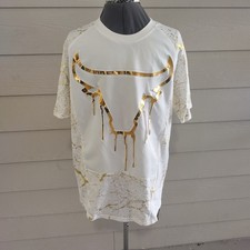 Switch Remarkable Chicago Bulls Gold Logo T-Shirt Size L Basketball Cotton