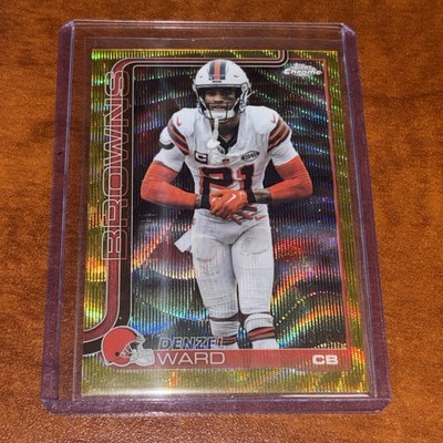 2025 Topps Chrome Denzel Ward Gold Wave Refractor /50 SP Cleveland Browns