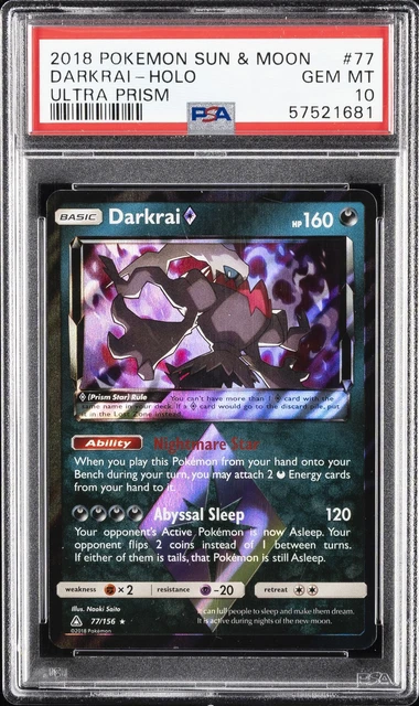 2018 POKEMON SUN & MOON ULTRA PRISM #77 DARKRAI-HOLO PSA 10