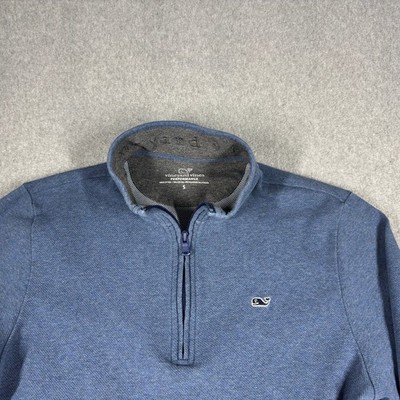Vineyard Vines 1/4 Zip Sweater Mens S Pullover Knit Blue Performance