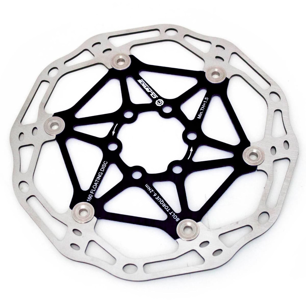 Clarks Cycle Systems CFR-02 Lightweight Floating 6-Bolt Disc Brake Rotor, Black