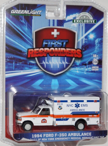 Greenlight 1/64 1994 Ford f-350 Ambulance New York City EMS Diecast Toy Truck - Imagen 1 de 1