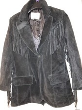Black Leather Suede Cowboy Jacket Size S