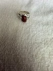 Sterling Silver and Marbled Brown Jasper Ring Size 6, Etched Band — photo 1