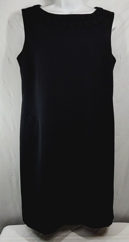 Dana Buchman Little Black Dress 10 Basic Shift Sheath Lined Pockets Classic Chic - Picture 7 of 19