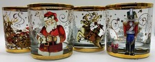 S/4 Williams Sonoma TWAS NIGHT Before Christmas DOUBLE OLD FASHIONED Glasses NIB