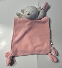 Carter  s White Lamb Plush Pink Baby Blanket Lovey Pacifier Holder Rattle Knotted