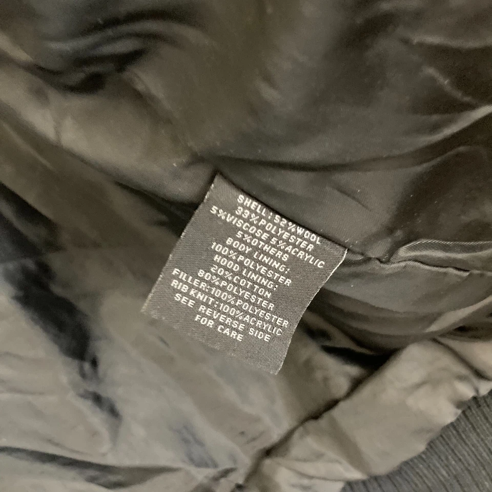 Steve Madden Hombres Chaqueta de Lana Pesada XL Negro Cremallera y Palanca Abrigo Estilo Y2K Foto 4 de 4