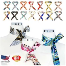 Women Silk Scarf Handbag Handle Scarves Wrap Purse Hair Bow Mini Long Ribbon 