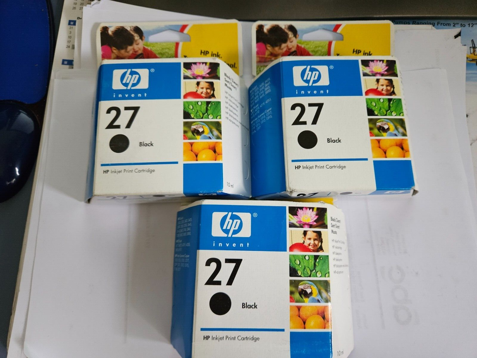 Genuine HP 27 Black Ink Cartridge X 3 C8727A  Deskjet 3320 3520 Vat Inc