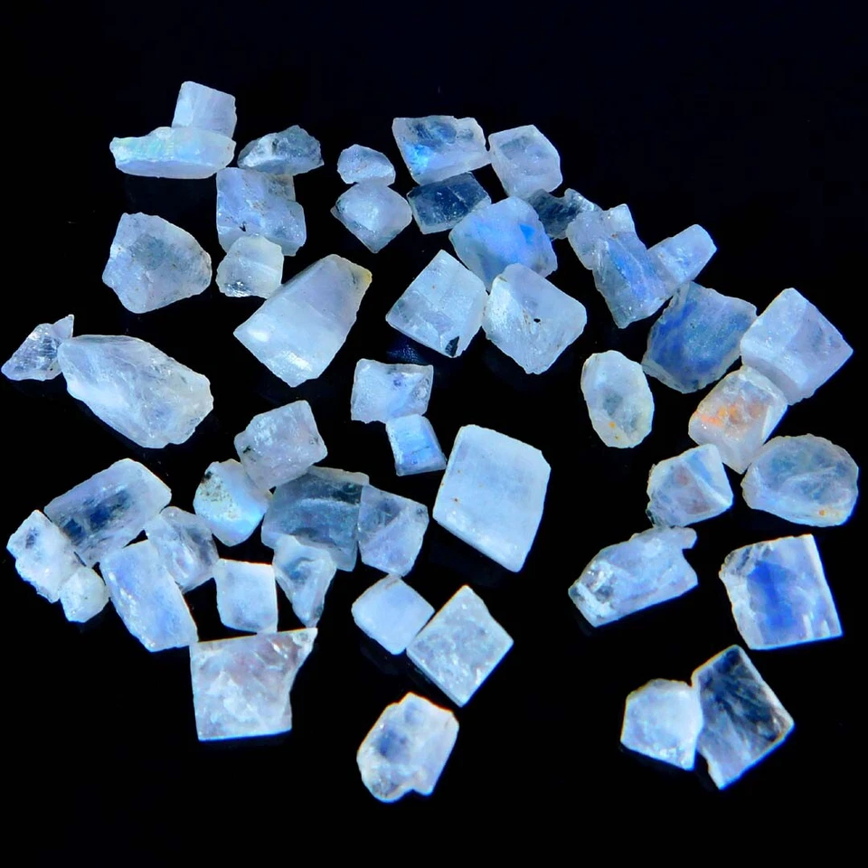 100% Natural White Blue Moonstone Collecton Fact Rough Loose Gemstone - Image 2 of 4