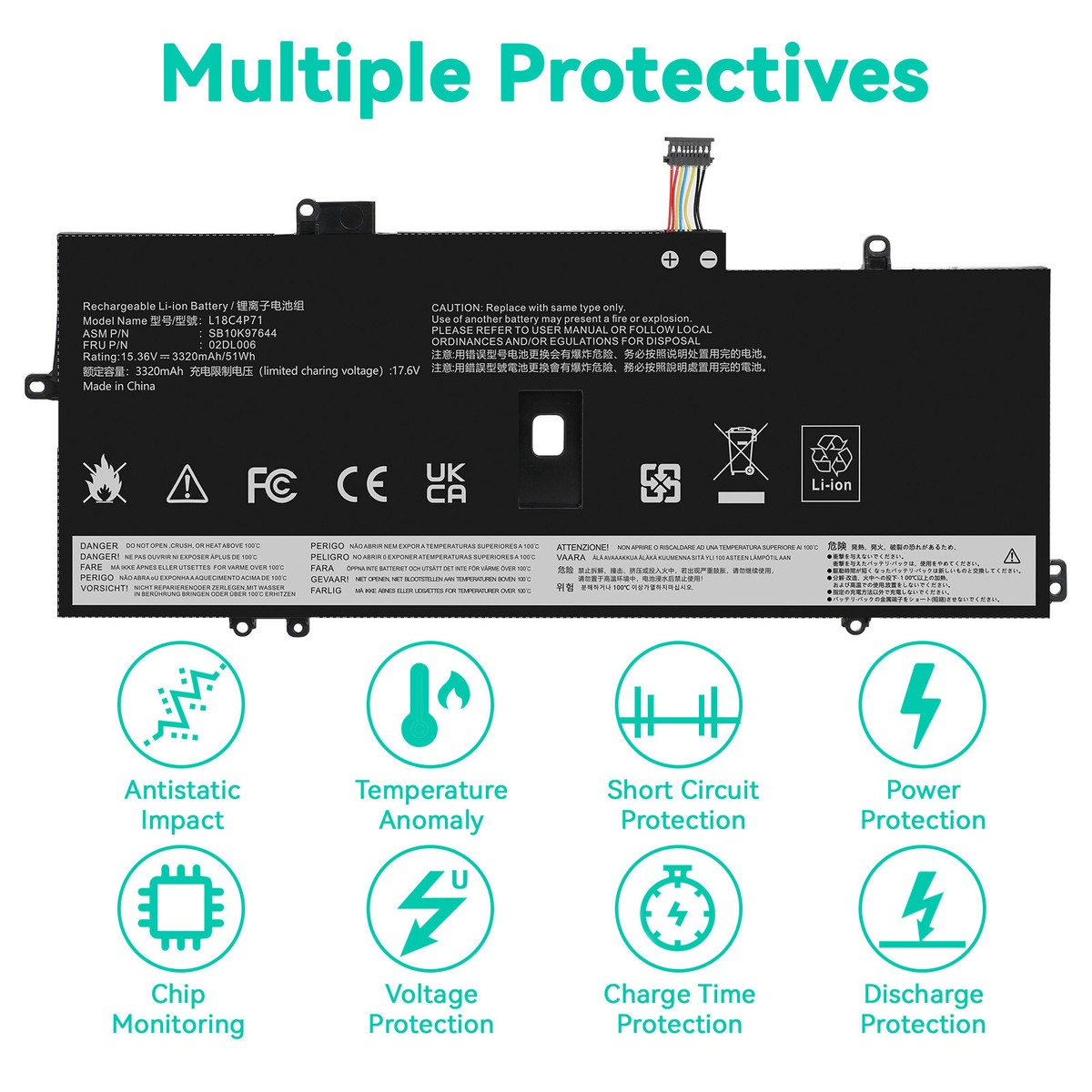 L18C4P71 Battery for Lenovo ThinkPad X1 Yoga 4th Gen, X1 Carbon