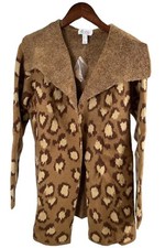 Denim Co. Jacquard Long-Sleeve Open-Front Cardigan Classic Camel