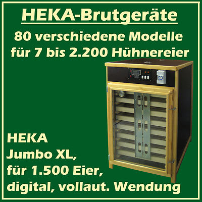 HEKA Jumbo XL - fully-automatic egg-incubator for 1500 eggs - ''made in Germany''