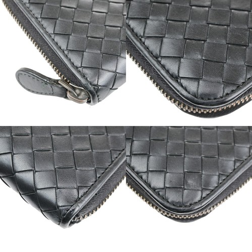 BOTTEGA VENETA Logo Intrecciato Larga Cremallera Alrededor Cartera Cuero Negro 68EC519 - Imagen 7 de 15