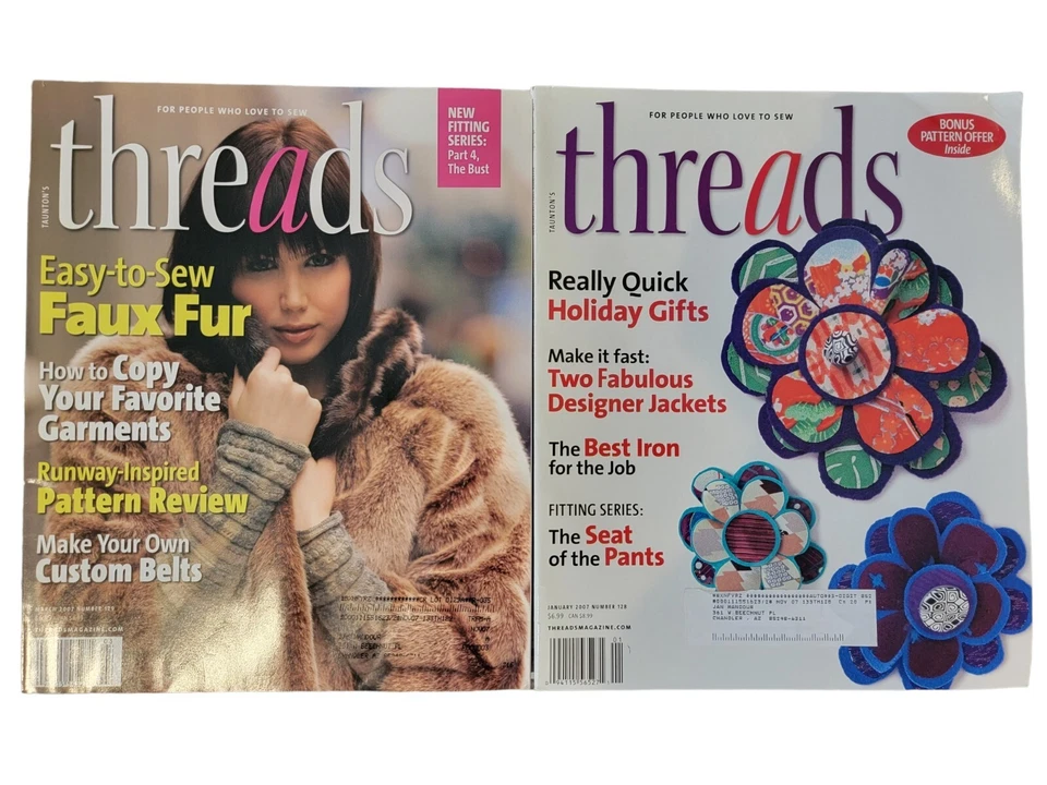 Lot of 8 Taunton's THREADS MAGAZINE Sewing 2002, 2006, 2007 Foto 3 de 4