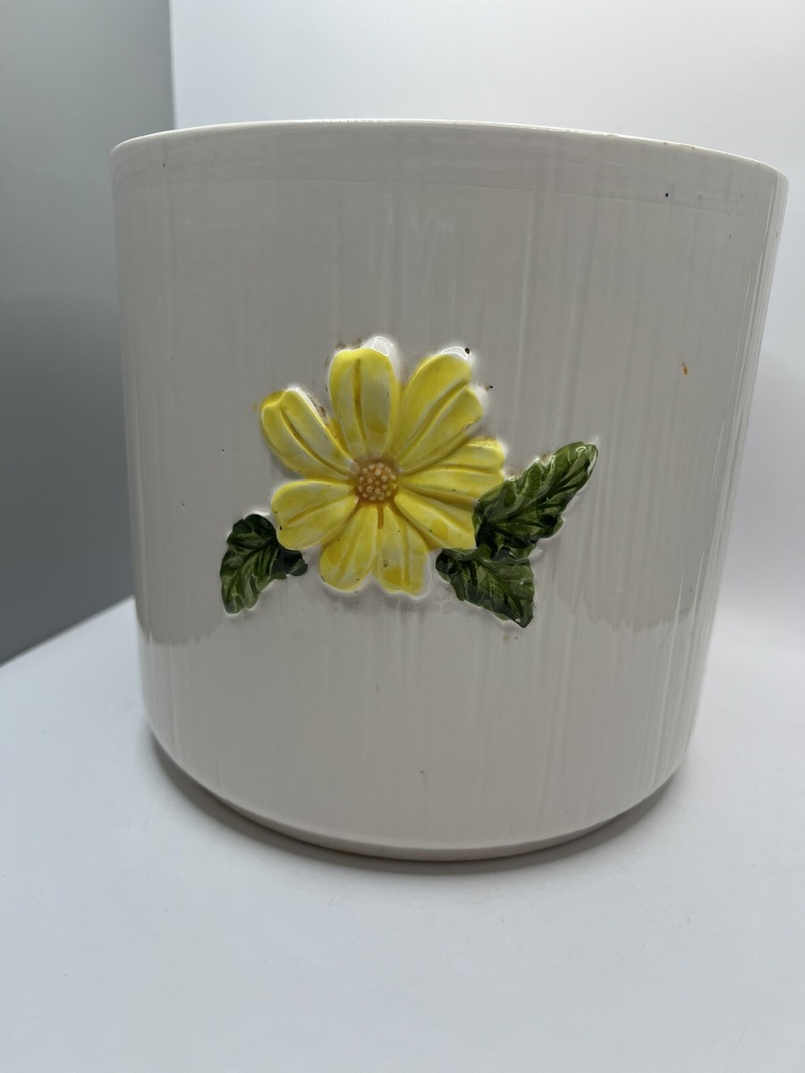 Vintage Butterfly Canister Orange Yellow Pink Flowers Made